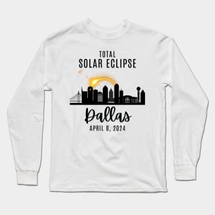 2024 Total Solar Skyline Eclipse in Dallas Texas April 8 Long Sleeve T-Shirt